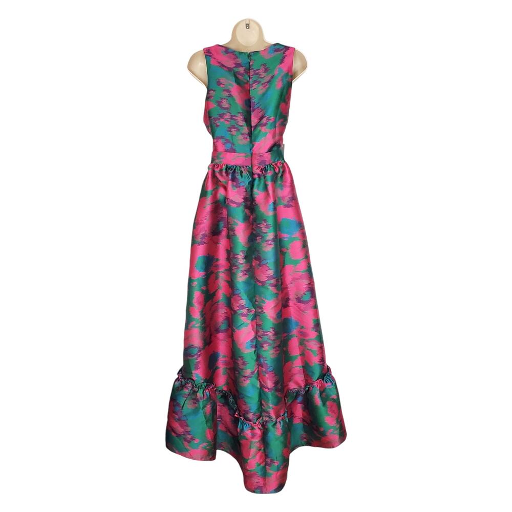Anthropologie Hutch Jacquard Deep V High Low Midi Dress Pink Size 10 NEW - Picture 4 of 12